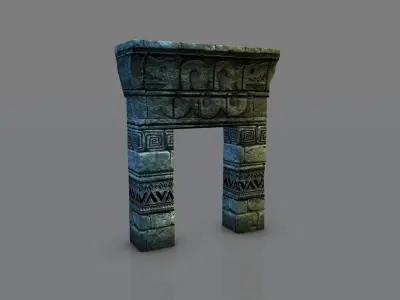 Aztec mayan gate Low-poly 3D model