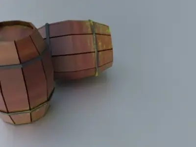 Lowpoly Barrel two wooden barrels Free low-poly 3D model