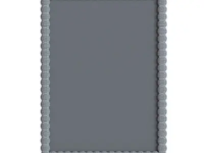 Large White Rectangle Wall Mirror with Beaded Frame Decor Free 3D model