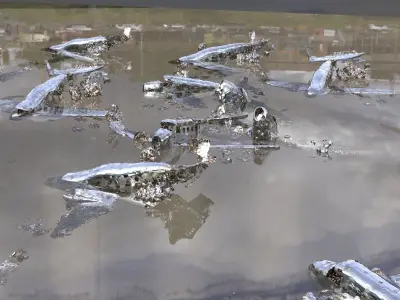 Airplane 3D model crash wrecked 2 models plane graveyard 3D 3D model