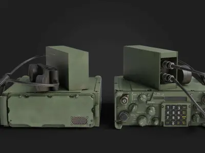 Military Radio with Audio Logger and Handheld Speaker Low-poly 3D model