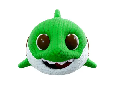 Knitted Doll Baby Shark Green 3D model