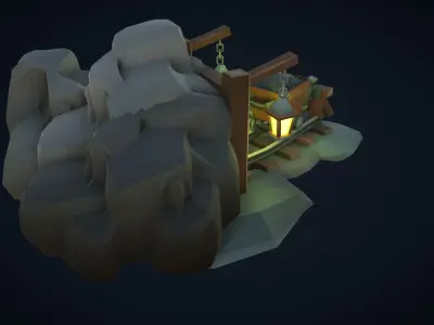 Stylized Poly Mine Low-poly 3D model
