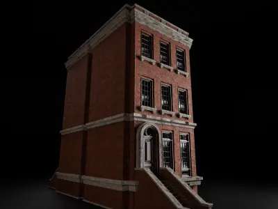 BROOKLYN BROWNSTONE REGULAR OLD BUILDING 004 Low-poly 3D model