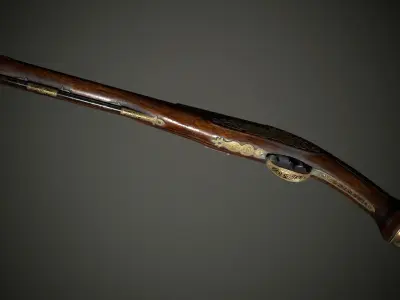 Battle-seasoned Flintlock Pistol - model and textures Low-poly 3D model