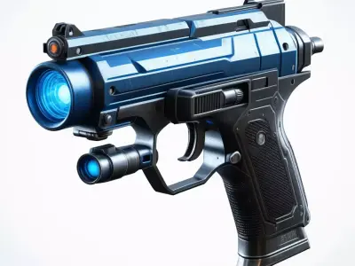 SciFi Blaster Pistol Dented Steel 3D model