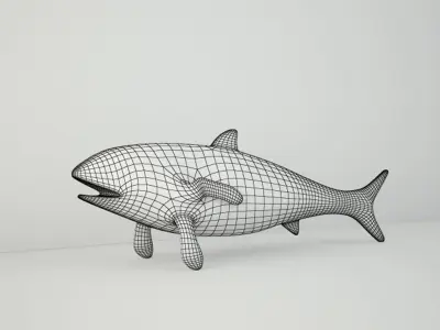 Vintage Painted Wood Fish 4 3D model