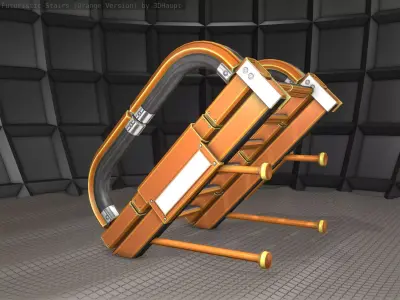 Sci-Fi Stairs - 9 - Orange Version Low-poly 3D model