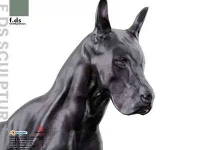 Black Doberman Dog Statue Low-poly 3D model