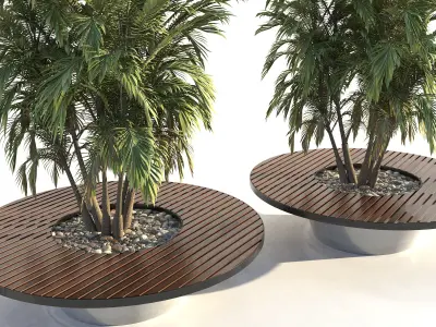 Bench with built-in planter 3D model