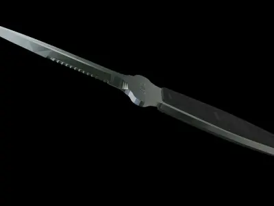 Low Poly Stainless Steel Tactical Combat Knife  Low-poly 3D model