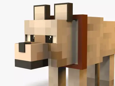 Minecraft Wolf Low-poly 3D model