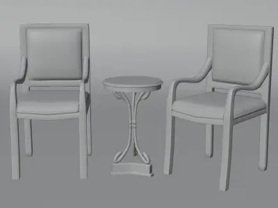 Set Wooden Furniture 4 3D model