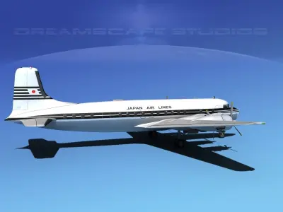 Douglas DC-7B Japan Air Lines 3D model