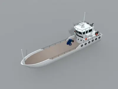 Offshore Commercial Work Boat Barge LOWEST Low-poly 3D model