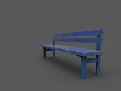 Old Wood Bench Low-poly 3D model order