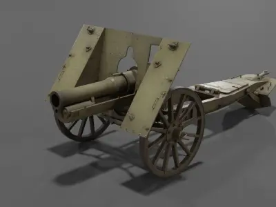 Type 99 10cm Mountain Gun Low-poly 3D model