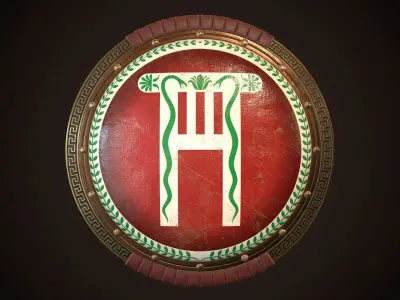 Hoplite Shield Pillar Low-poly 3D model