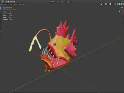 Stylized Anglerfish Free low-poly 3D model