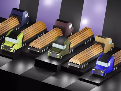 Lowpoly Vehicles - Part 4 - Trucks Low-poly 3D model