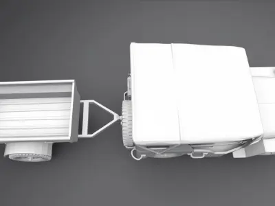 Jeep Willys With Cart 3D print model