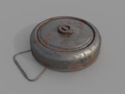 Landmine old rusty metal plate Low-poly 3D model