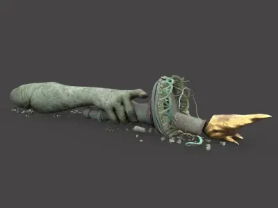 Broken Down Statue Of Libertys Hand and Torch 3D model