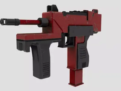 SMG Stylized Weapon Asset Low-poly 3D model