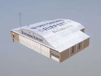 Wurtsboro Airport Hangar E Low-poly 3D model