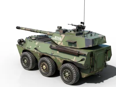 4 coatings of Chinese Army PTL-02 Wheeled Tank Destroyer PTL02 Low-poly 3D model