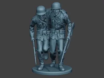 German soldier ww2 help wounded G5 3D print model