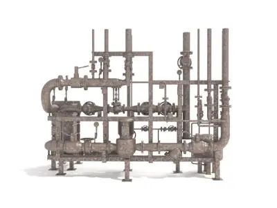 Industrial heat exchanger filter pipeline boiler plant 3D model