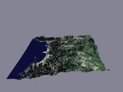City a part of Hong Kong 3D model