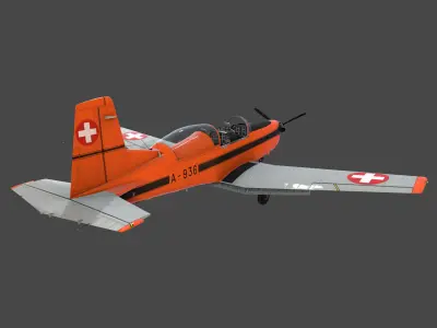 Pilatus PC-7 Mk-I SAFOrange Low-poly 3D model