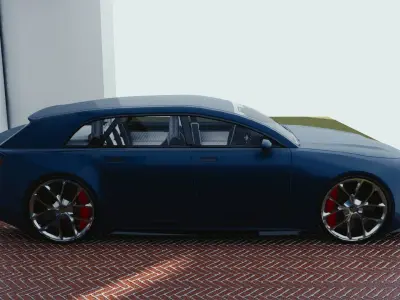 BLENDER EEVEE Brandless Small 4 door hatchback Low-poly 3D model