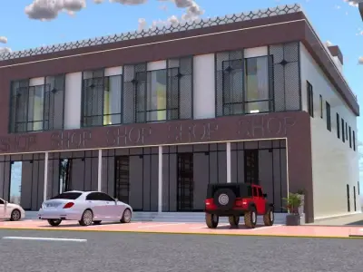 Modern Commercial Building Design A36 DWG SketchUp Model 3D model