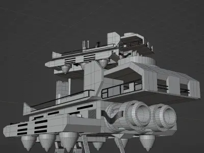 Alpha-B6 spaceship with lights Free 3D model