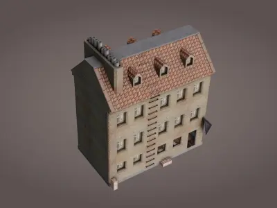 Old House wiht open room Lowpoly Low-poly 3D model