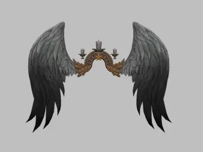 Black-White Wing Low-poly 3D model