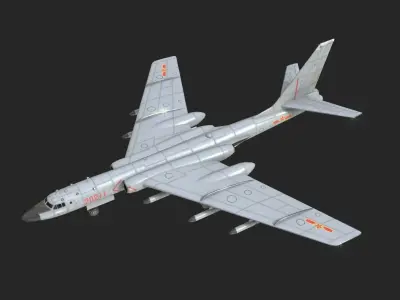 Xian H-6K Strategic Bomber H6K Tu-16 Tu16 Bomber Low-poly 3D model