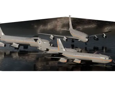Convair 990   Boeing 707  Boeing 720   Boeing 727 and Bac One-11 3D model