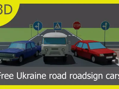 free Ukraine road roadsign cars Free low-poly 3D model