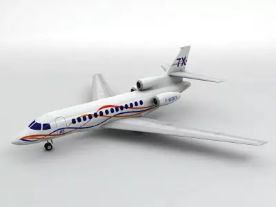  Dassault Falcon 7X Aircraft Low-poly 3D model