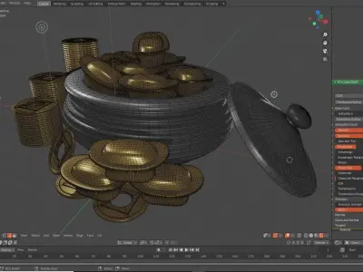 Pot Japanese of Gold 3D model