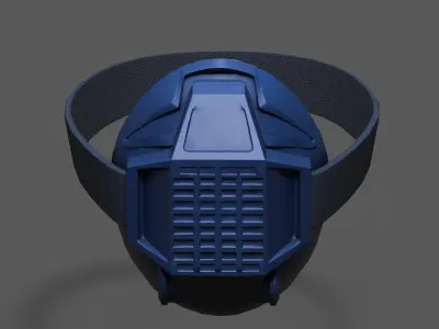 Gas mask respirator blue plastic  Low-poly 3D model