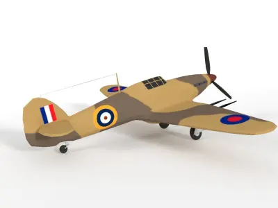 Low Poly Hawker Hurricane MK IIC WW2 Airplane Low-poly 3D model
