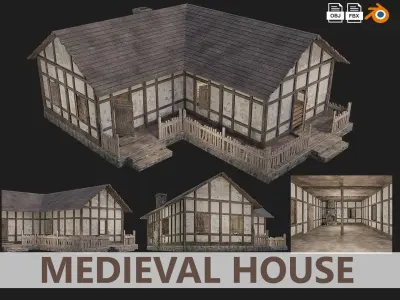 Medieval Old House 4K GameReady Pack 01 to 04 Low-poly 3D model