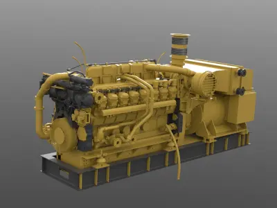 3D model Marine Propulsion Engine with Generator 3D model