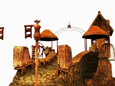 Medieval Stone Bridge High Poly 3D model