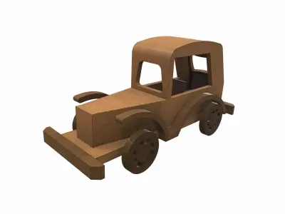 Wooden car toy retro 5 Free 3D model
